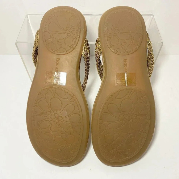 Enzo Angiolini Metallic Gold Leather Braided Suede Sandals size 6 - Picture 4 of 6